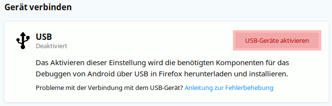 Firefox: USB-Debugging aktivieren