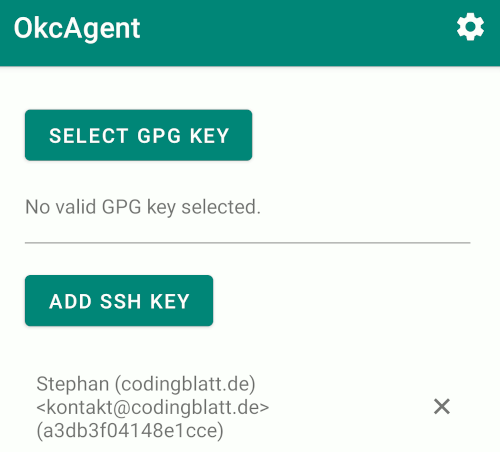 Android: OkcAgent einrichten - SSH-Key auswählen
