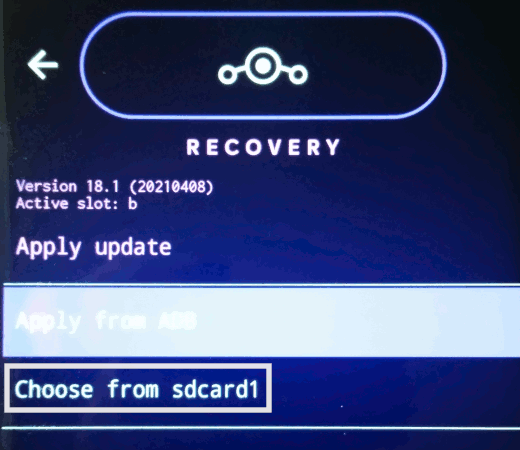 LineageOS-Recovery: Upgrade via Image auf SD-Karte