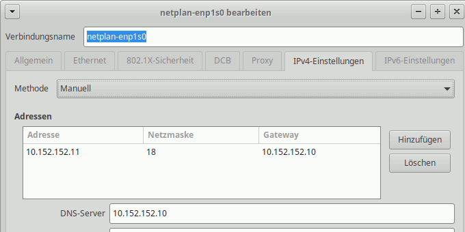 Ubuntu-VM: mit NetworkManager statische IP vergeben