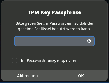 TPM-Passphrase für GPG-Key eingeben