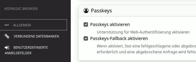 KeePassXC: Passkeys-Unterstützung aktivieren