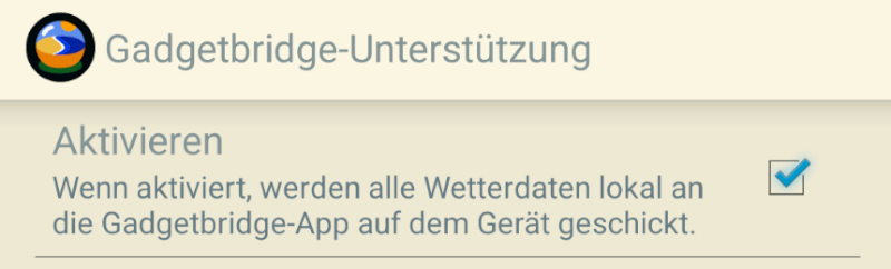 Kleine Wettervorschau Deutschland: Gadgetbridge-Unterstützung aktivieren