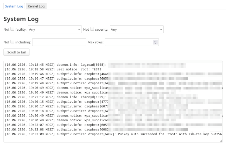 OpenWrt: Logs in LuCI einsehen