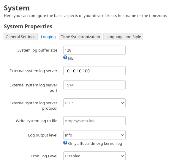 OpenWrt: syslog aktivieren