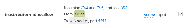 OpenWrt: Firewallregel für UDP-Port 5353